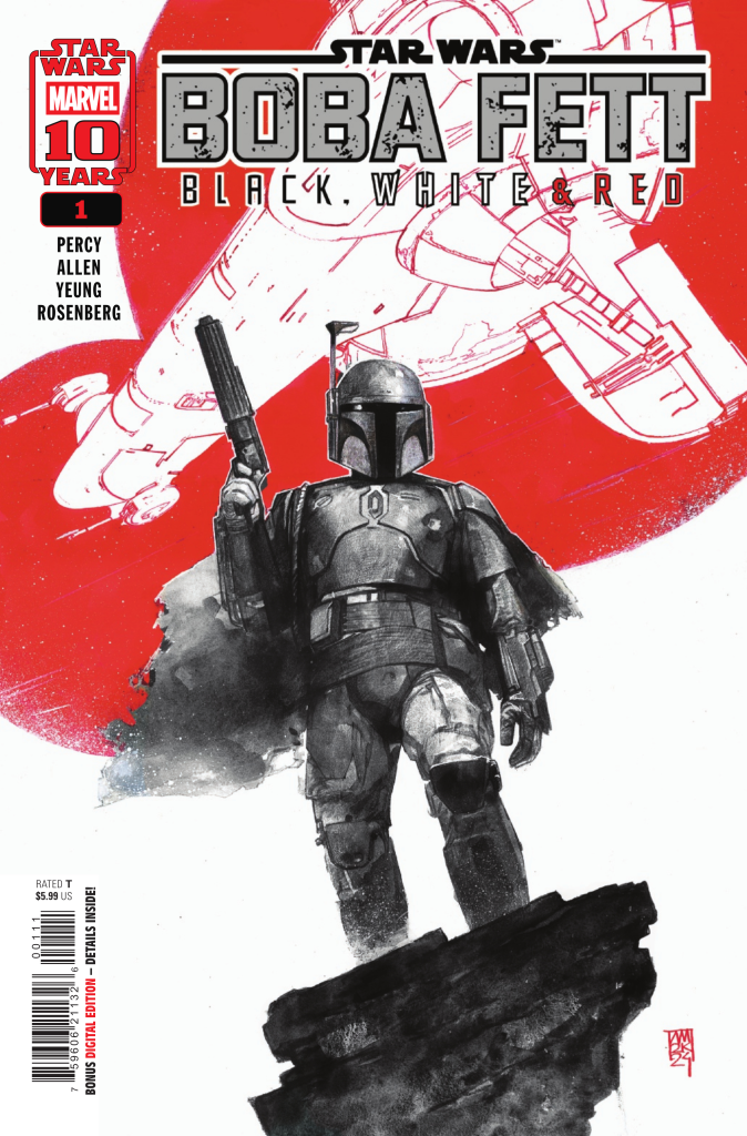 Sangue, Estilo e Munição: Boba Fett Atira na Paleta Monocromática em Black, White & Red #1